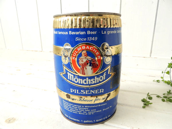 【Monchshof・BEER】ビール会社・ヴィンテージ・アドバタイジング・樽型・ブリキ缶・看板
