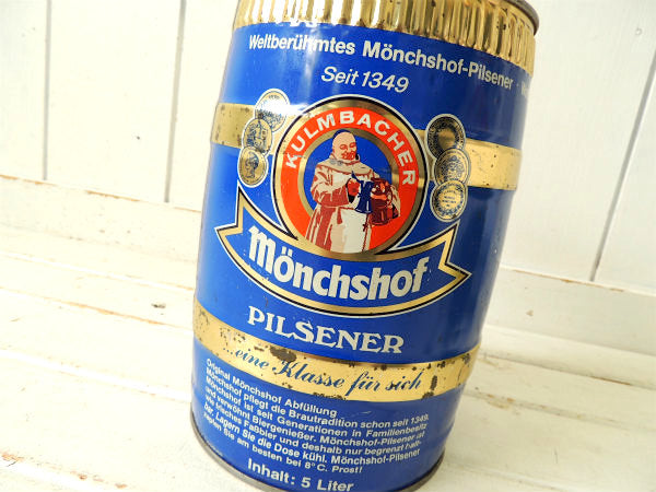 【Monchshof・BEER】ビール会社・ヴィンテージ・アドバタイジング・樽型・ブリキ缶・看板