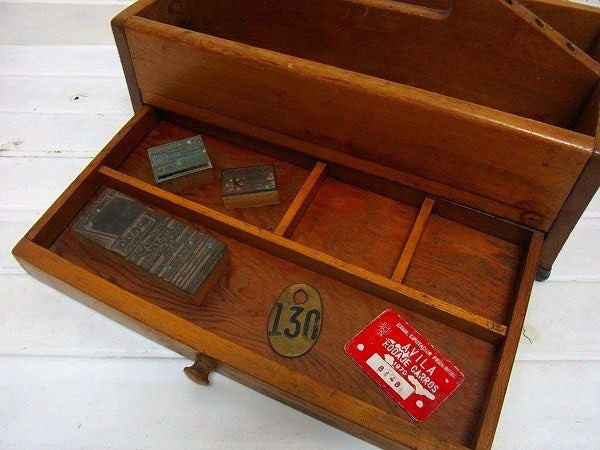 アンティーク・木箱/ツールボックス/ツールケース/工具箱/裁縫箱/USA