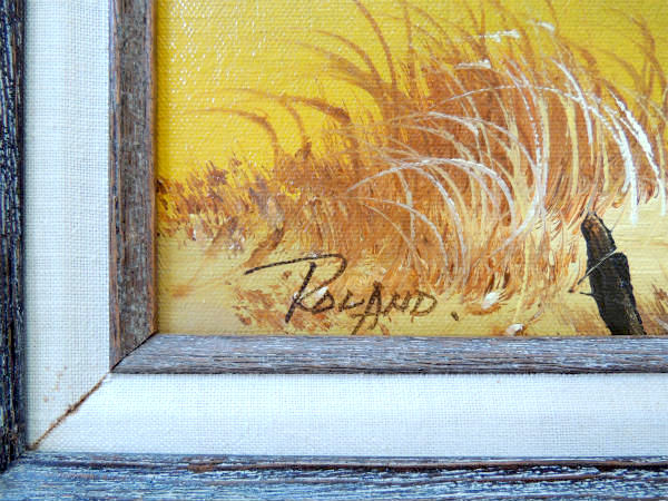 【ROLAND・直筆サイン】木製・フレーム・額・油絵・Antique・アメリカ・絵画