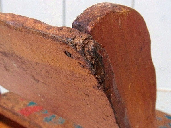 マザーグースの童謡イラスト入り・木製・アンティーク・子供イス/チャイルドチェア/踏み台 USA