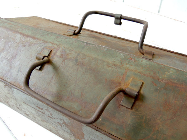 E.J. McAleer ミリタリー tool box モスグリーン OLD メタル ビンテージ ツールボックス 工具箱 US アメ車 ガレージ 雑貨