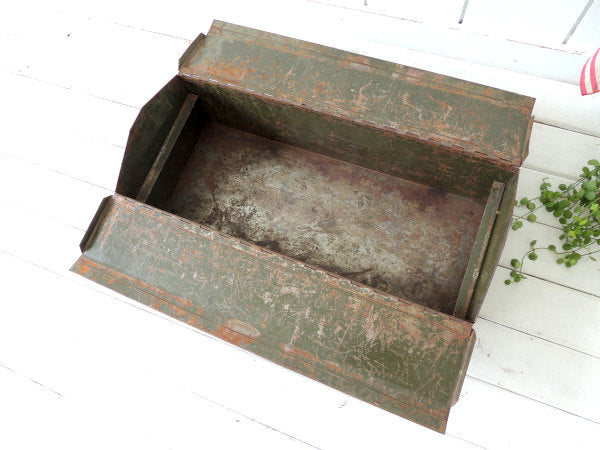 E.J. McAleer ミリタリー tool box モスグリーン OLD メタル ビンテージ ツールボックス 工具箱 US アメ車 ガレージ 雑貨