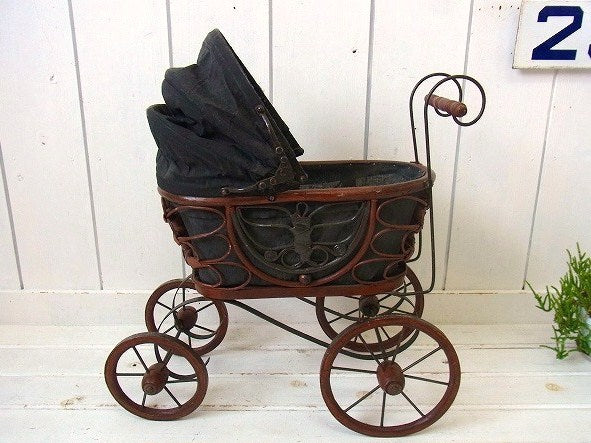木製×アイアン製・アンティーク・ドール・ベビーカー/乳母車/バギー USA