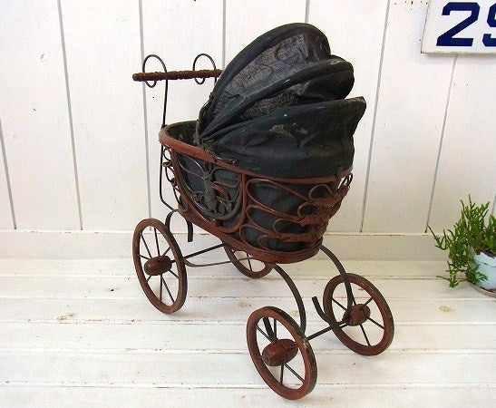木製×アイアン製・アンティーク・ドール・ベビーカー/乳母車/バギー USA