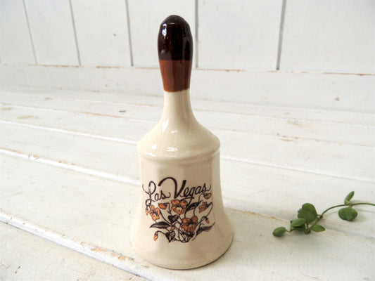 ネバダ州・ラスベガス・花柄　陶器・ヴィンテージ・ハンドベル・鈴・USA