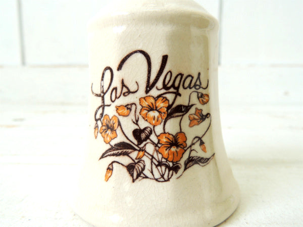 ネバダ州・ラスベガス・花柄　陶器・ヴィンテージ・ハンドベル・鈴・USA