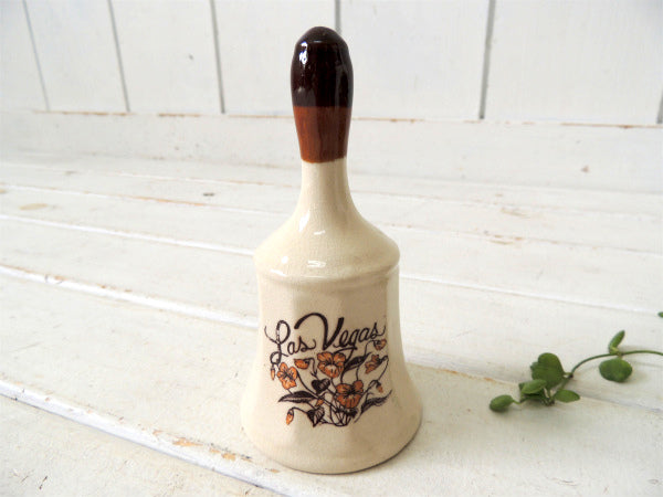 ネバダ州・ラスベガス・花柄　陶器・ヴィンテージ・ハンドベル・鈴・USA