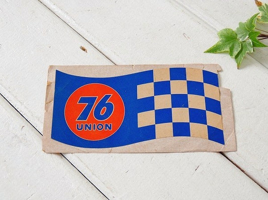 【76/UNION/チェッカーフラッグ柄】ヴィンテージ　ステッカー/オイルカンパニー