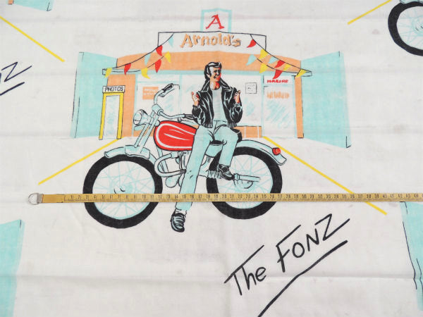【Happy Days】青春コメディドラマ・バイク柄・ヴィンテージ・ユーズドシーツ(フラットタイプ)