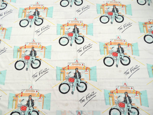 【Happy Days】青春コメディドラマ・バイク柄・ヴィンテージ・ユーズドシーツ(フラットタイプ)