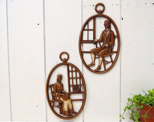 【Syroco Wood】プラスティック製・ヴィンテージ・ウォールデコ/壁飾り/インテリア USA