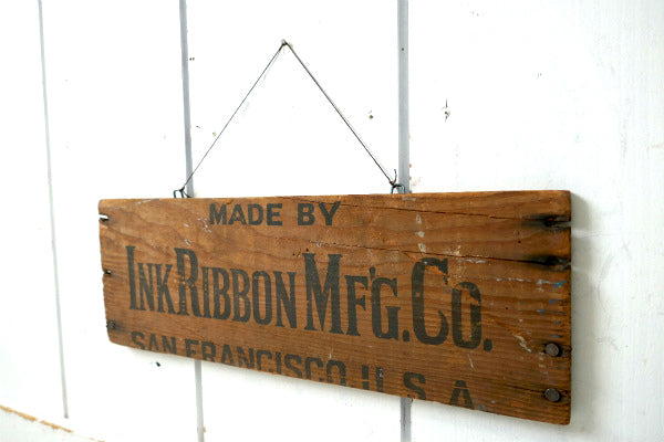 USA インクリボン・サンフランシスコ・ヴィンテージ・ウッドプレート・木製サイン・看板・壁掛け
