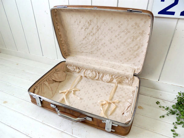 【アメリカンツーリスター】ブラウンマーブル色・鍵付き・ヴィンテージ・スーツケース/トランク①