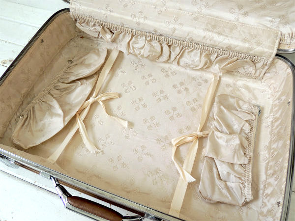 【アメリカンツーリスター】ブラウンマーブル色・鍵付き・ヴィンテージ・スーツケース/トランク①