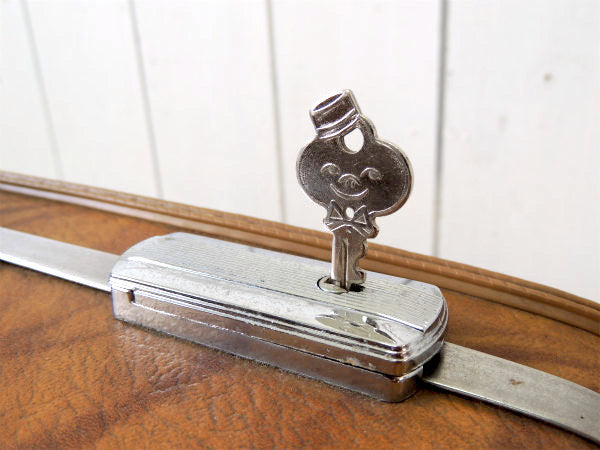 【アメリカンツーリスター】ブラウンマーブル色・鍵付き・ヴィンテージ・スーツケース/トランク①