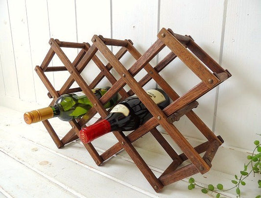 【木製・折りたたみ式】アンティーク・ワインラック・ボトルラック・カリフォルニアワイン