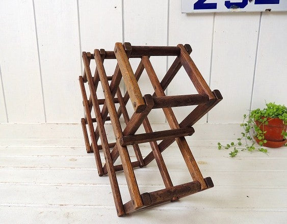 【木製・折りたたみ式】アンティーク・ワインラック・ボトルラック・カリフォルニアワイン