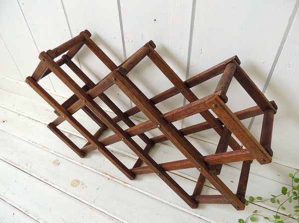 【木製・折りたたみ式】アンティーク・ワインラック・ボトルラック・カリフォルニアワイン