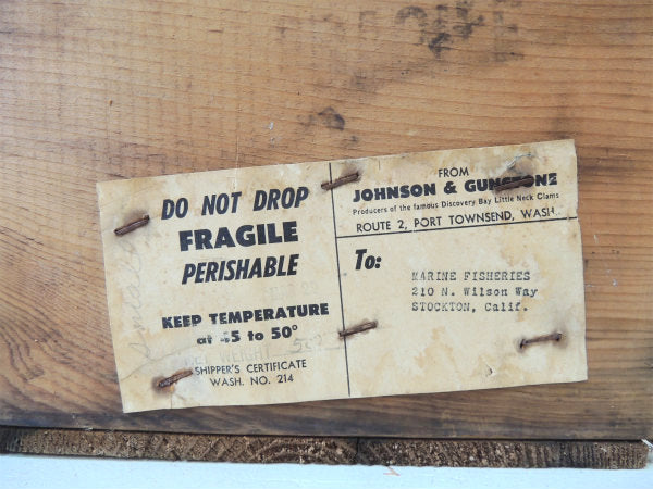 【LITTLE NECK CLAMS】木製・ヴィンテージ・ウッドボックス/木箱 USA