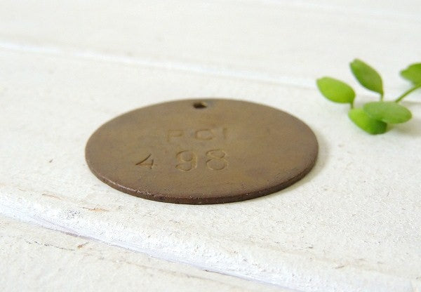 【PCI・498・ナンバータグ】USA・ビンテージ・真鍮製・メダル・アクセサリー・パーツ