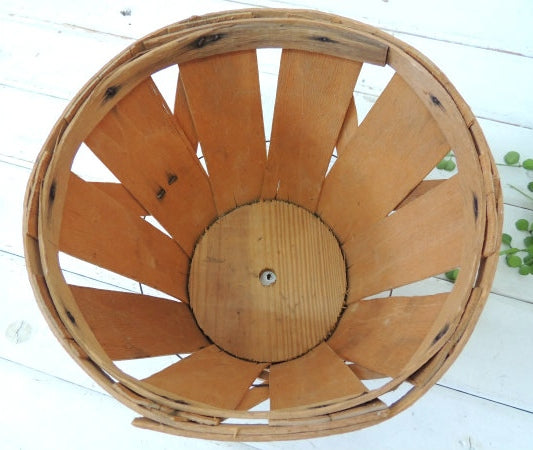 木製・アンティーク・アップルバスケット/ウッドバスケット/ラウンドバスケット USA