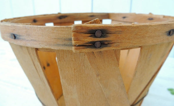 木製・アンティーク・アップルバスケット/ウッドバスケット/ラウンドバスケット USA