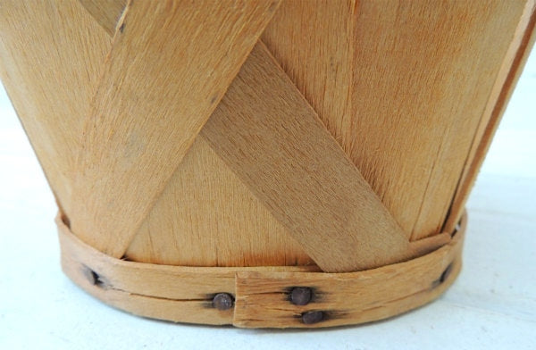 木製・アンティーク・アップルバスケット/ウッドバスケット/ラウンドバスケット USA