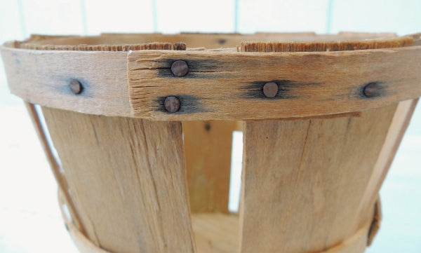 USA・ 木製・アンティーク・アップルバスケット/ウッドバスケット/ラウンドバスケット②