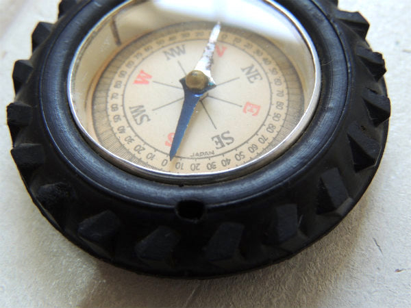 タイヤ型 方位磁石 アメリカンビンテージ アルミ製 Compass コンパス モーター系 ジャンク品