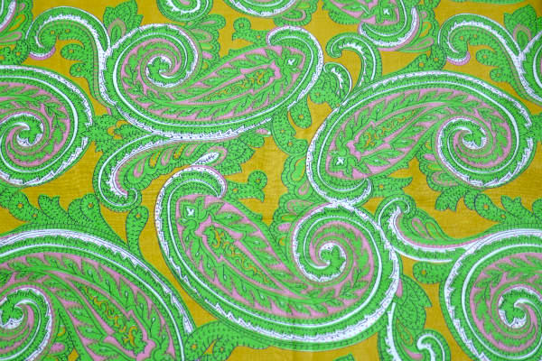 カラフル・ペイズリー柄・デッドストック・ヴィンテージ・ファブリック・生地・ヒッピー・サイケ・リメイク