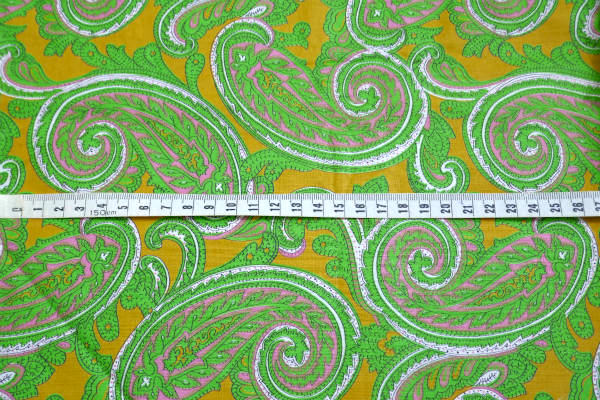 カラフル・ペイズリー柄・デッドストック・ヴィンテージ・ファブリック・生地・ヒッピー・サイケ・リメイク