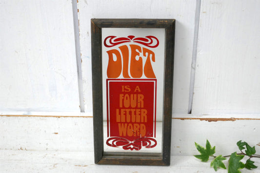 レトロポップ 木製フレーム 70's ヴィンンテージ ミラー パブミラー 壁飾り ウォールデコ 鏡