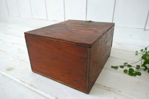 レトロな飴色・木製・ヴィンテージ・卓上チェスト・書類ケース・収納ケース USA