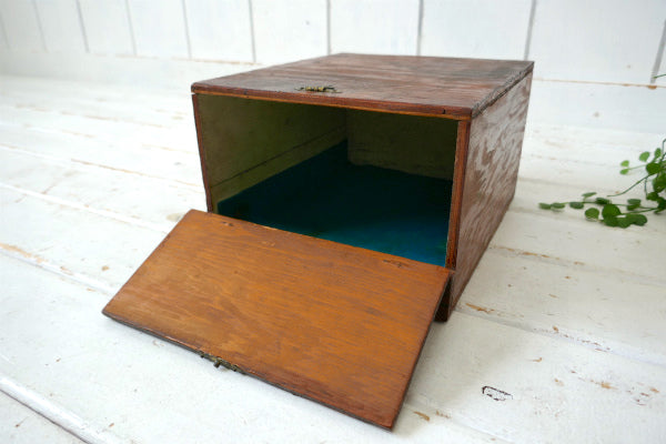 レトロな飴色・木製・ヴィンテージ・卓上チェスト・書類ケース・収納ケース USA