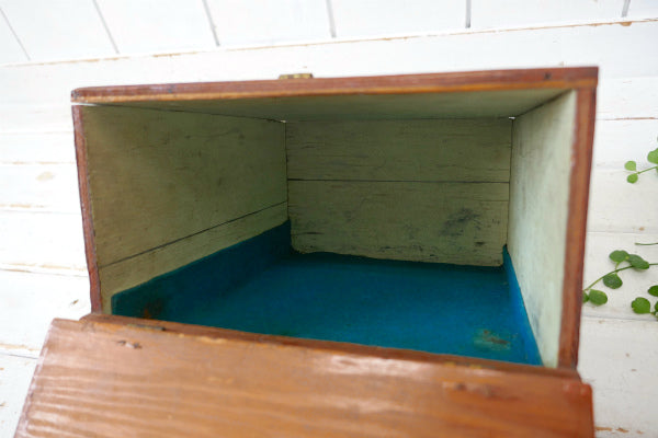 レトロな飴色・木製・ヴィンテージ・卓上チェスト・書類ケース・収納ケース USA