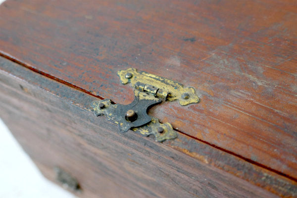 レトロな飴色・木製・ヴィンテージ・卓上チェスト・書類ケース・収納ケース USA