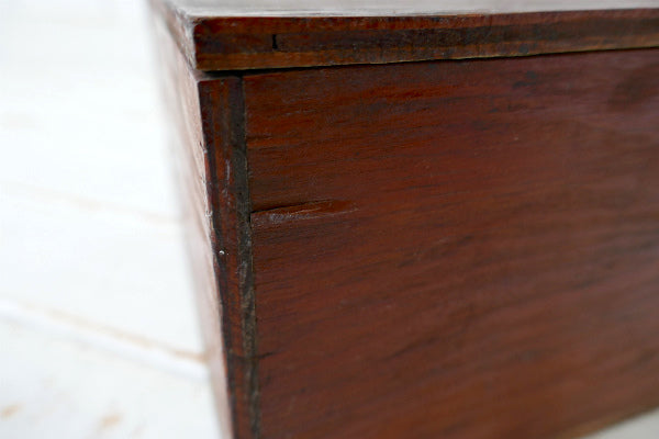 レトロな飴色・木製・ヴィンテージ・卓上チェスト・書類ケース・収納ケース USA