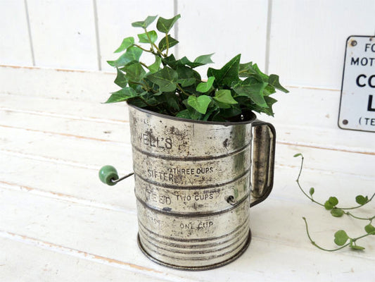 【BROMWELL】木製ハンドル・ヴィンテージ・メジャーリングシフター・粉ふるい・フラワーシフター