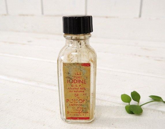 ジョンソン&ジョンソン ビンテージ・薬瓶・ドクロ・メディスンボトル ガラスボトル USA