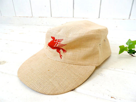 【Mobil・モービル・オイル】ヴィンテージ・アドバタイジング・キャップ・帽子・ペガサス・モーター系