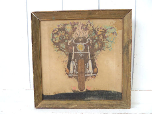 GOD RIDES A HARLEY ハーレーダビッドソン ビンテージ ファブリック ポスター US