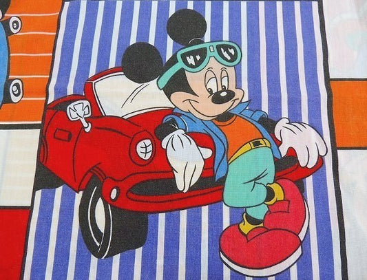 【ミッキーマウス】ディズニー・クールミッキー柄・ヴィンテージ・ユーズドシーツ(1/2) USA