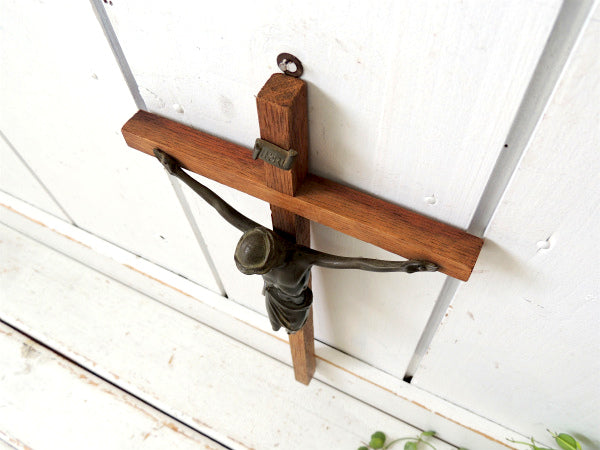 オールド ミッション カリフォルニア 木製 アンティーク・クロス・十字架・壁掛け・キリスト・聖品