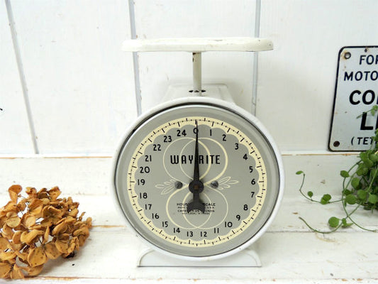 【Way Rite】ホワイト×グレー・メタル製・ヴィンテージ・スケール・量り・25ポンド USA