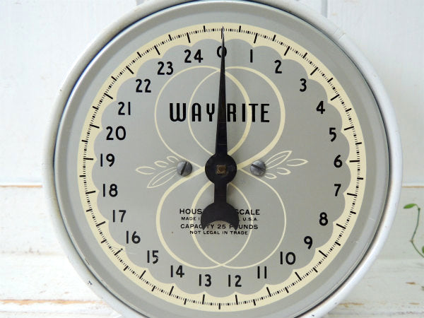【Way Rite】ホワイト×グレー・メタル製・ヴィンテージ・スケール・量り・25ポンド USA