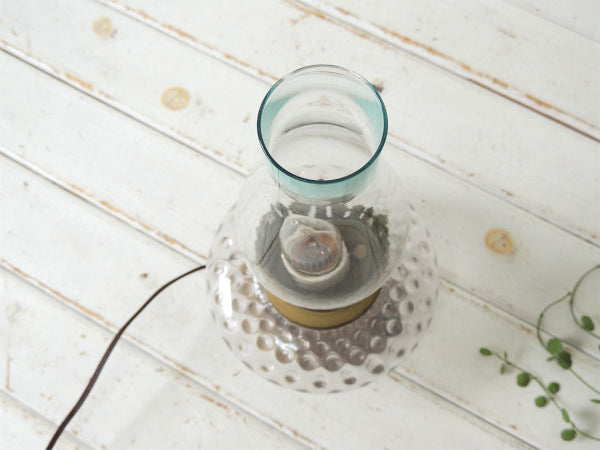 オイルランプ型・ガラス×真鍮製・アンティーク・テーブルランプ・デスクランプ・照明・ハリケーンランプ