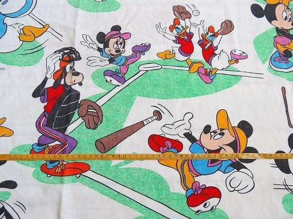 【ミッキー&フレンズ】USA!ウォルトディズニー・スポーツ柄・ユーズドシーツ(フラットタイプ)