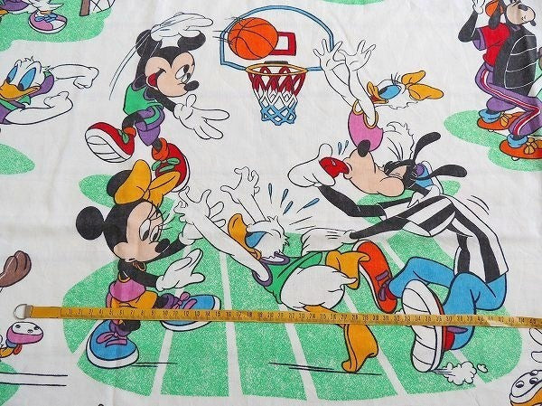 【ミッキー&フレンズ】USA!ウォルトディズニー・スポーツ柄・ユーズドシーツ(フラットタイプ)