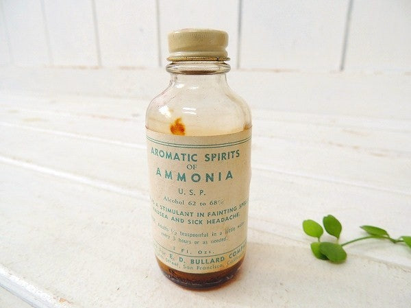 AMMONIA ビンテージ・薬瓶 メディスンボトル ガラスボトル USA 薬局 ファーストエイド